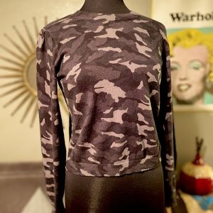 Joie Camo Cropped Cashmere Blend Sweater